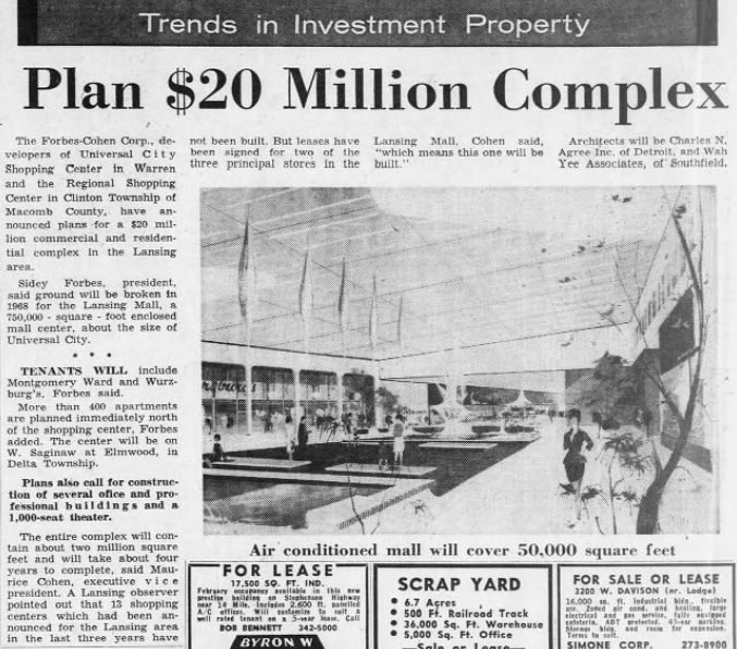 Universal Mall - 25 Jan 1967 Free Press Article (newer photo)